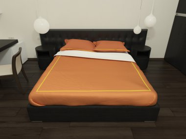 Bed in interior clipart