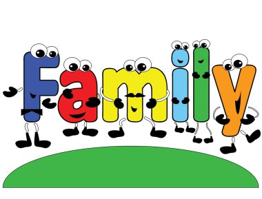 Cartoon family, word. clipart