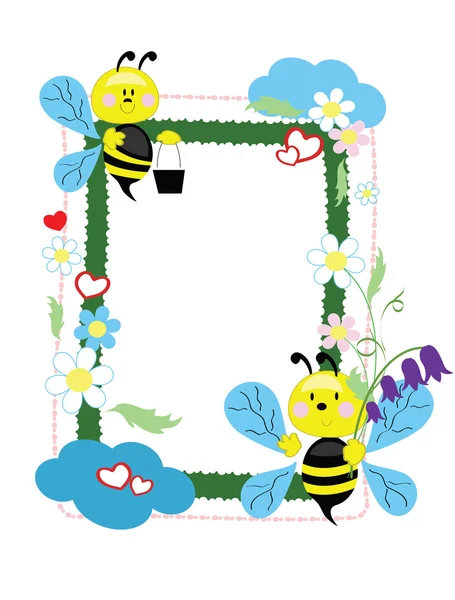 Frame with bees, vector. — Stock Vector