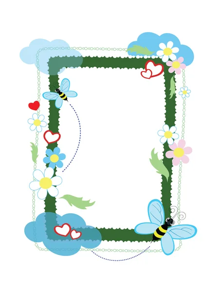 Frame with bees, vector. — Stock Vector