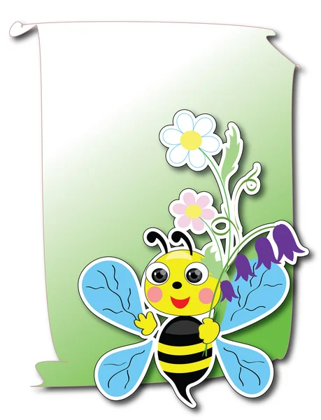 Бджола з квітами, вектор . — стоковий вектор