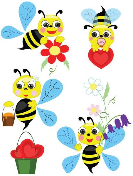 Conjunto de abelhas . —  Vetores de Stock