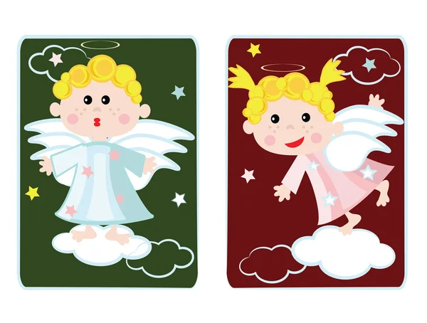 Anioły dziewczynka i chłopiec — Wektor stockowy