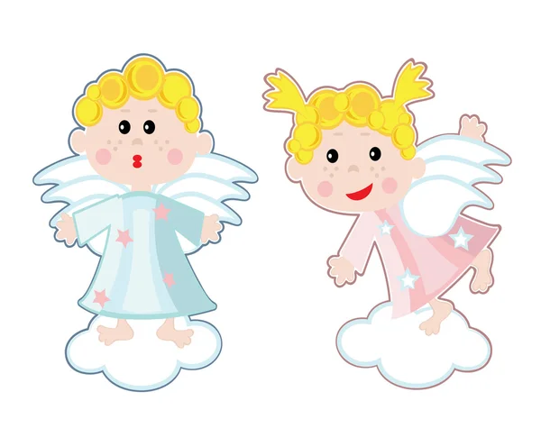 Дівчата і хлопчики ангели — стоковий вектор