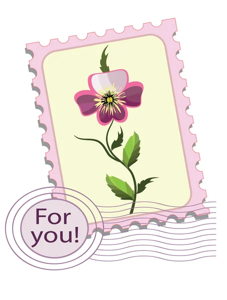 Postage stamp with a pansy — Stock Vector