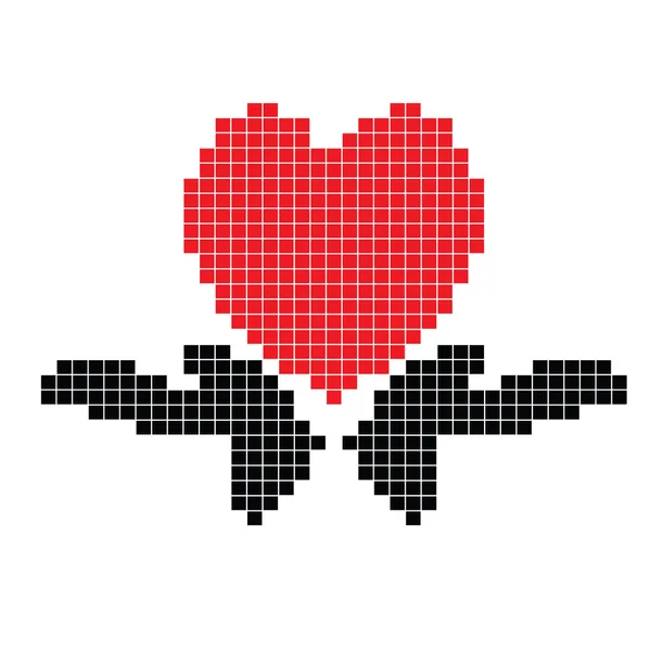Coração na mão, pixels — Fotografia de Stock