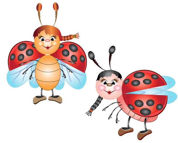 Δύο χαριτωμένο ladybugs — Φωτογραφία Αρχείου