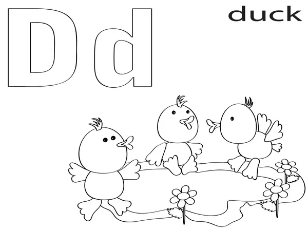 Alfabeto para colorir para crianças, D — Fotografia de Stock