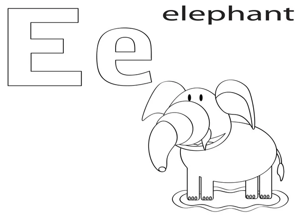 Алфавіт розмальовки для дітей E — стокове фото