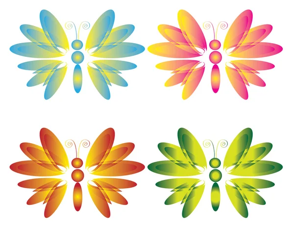 Four butterflies , vector. — Stock Vector