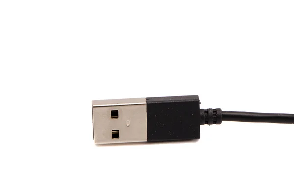 Conector de tomada de cabo de dispositivo USB isolado em branco — Fotografia de Stock