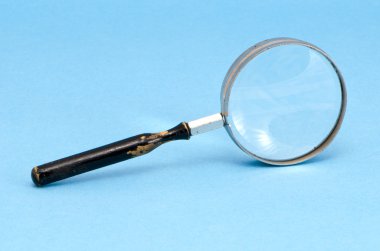 Magnifying glass zoom retro tool blue background clipart