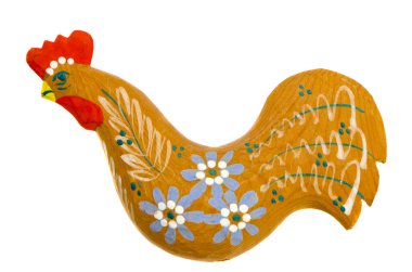 Graven handmade wooden Easter rooster decoration.