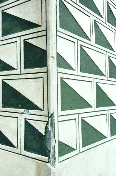 Closeup dikdörtgenler süslemeleri ile duvar köşesi — Stok fotoğraf
