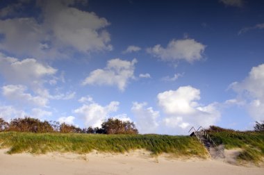 Coast dune and stair leading up cover sea sand. clipart