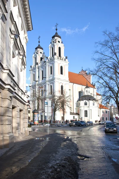 Iglesia de la calle del casco antiguo Vilnius Dios habla. Religión — Foto de Stock