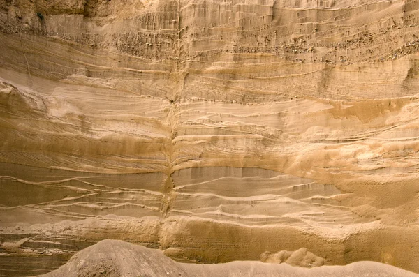 stock image Geological layers of earth in deep sand pit