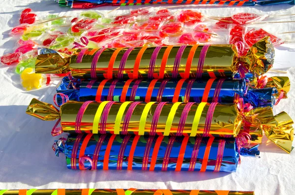 Closeup colorful candy sold street fair trade — Stock Photo, Image