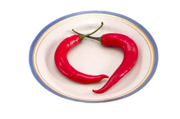 Two red hot chili pepper dish. Healthy nutrition — Stock Photo, Image