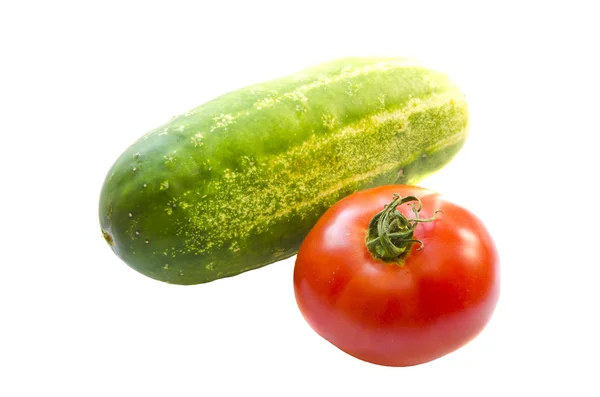 Salatalık Domates sağlıklı gıda sebze izole — Stok fotoğraf