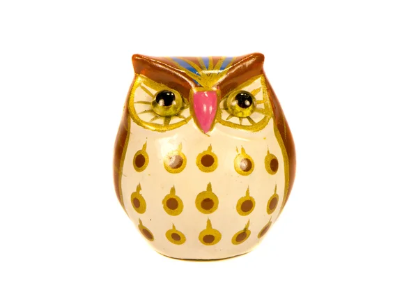 Turkey owl decorative color clay figurine isolated — Stock Photo, Image