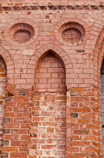 古代 grunge 红砖建筑墙体背景 — 图库照片