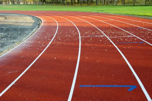 Atletizm Stadyumu koşu parkuru çizgi işaretleri spor — Stok fotoğraf