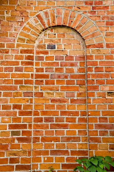 Achtergrond oude rode bakstenen muur boog imitatie — Stockfoto
