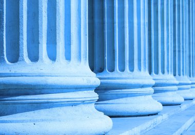 Neoclassical columns closeup blue clipart