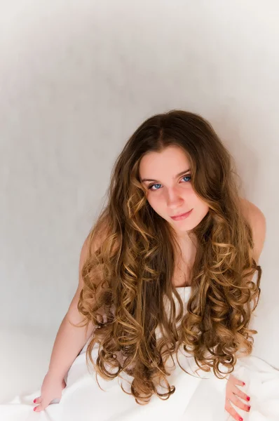 stock image Young girl with beautiful curls