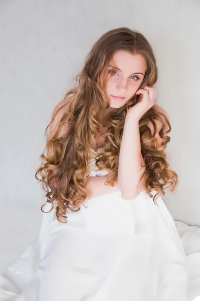 stock image Young girl with beautiful curls