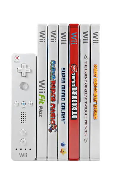 Игры для Nintendo Wii и контроллер Стоковое Фото