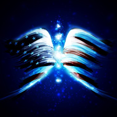 Abstract angel wings with american flag clipart