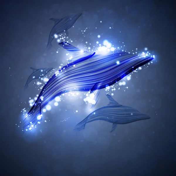Neon dolphin — Stock vektor