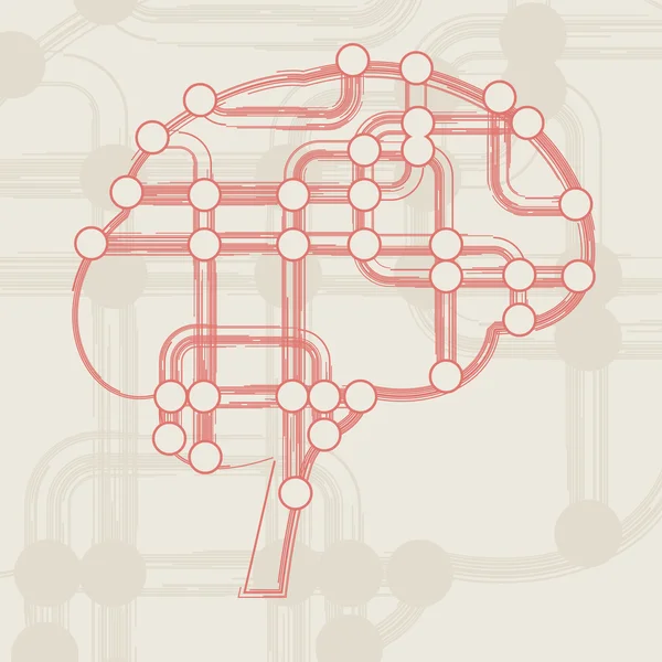 Retro circuit board form of brain — Stock Vector