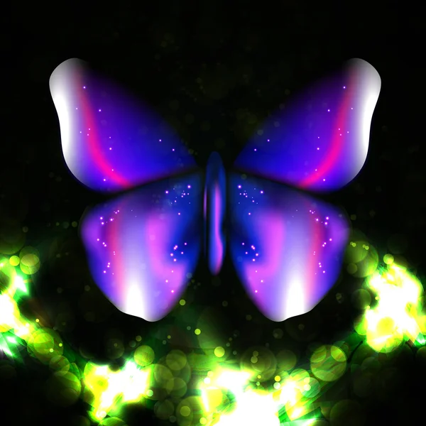 빛나는 초록 나비 — 스톡 벡터