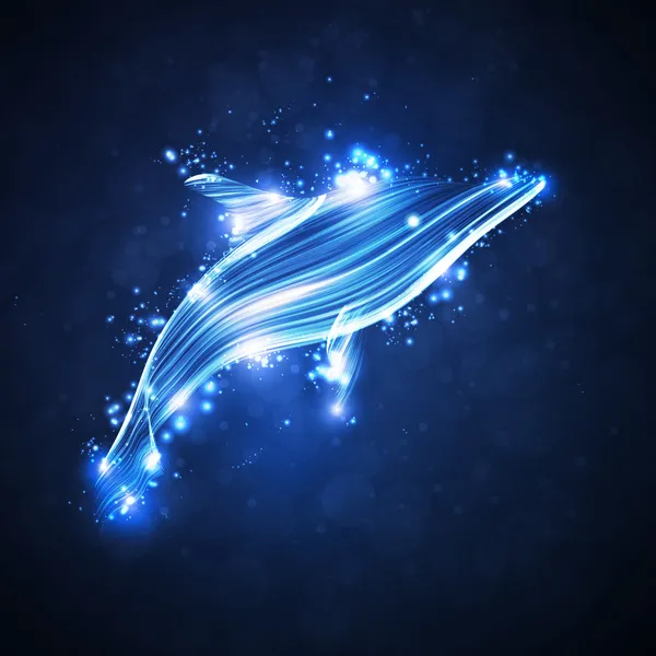 Neon dolphin — Stock Vector