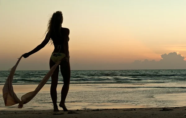 Bella donna sguardo al tramonto — Foto Stock