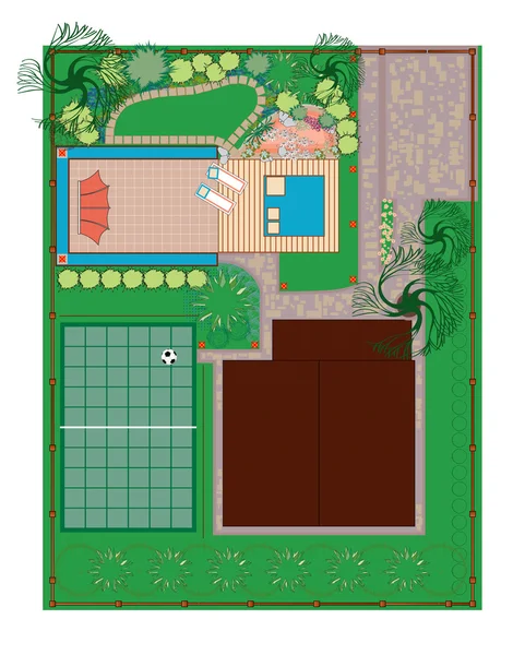 Jardin rocheux avec un étang — Image vectorielle