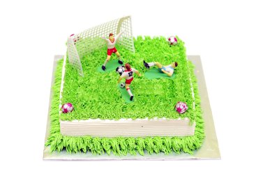 Football cake with player miniature clipart