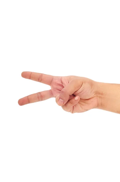 Afficher à la main ciseaux symbole à l'aide de doigts — Photo