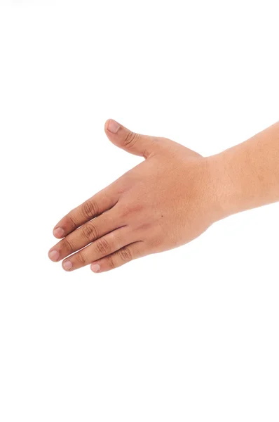 Mão mostra sinal de estender a mão para aperto de mão — Fotografia de Stock