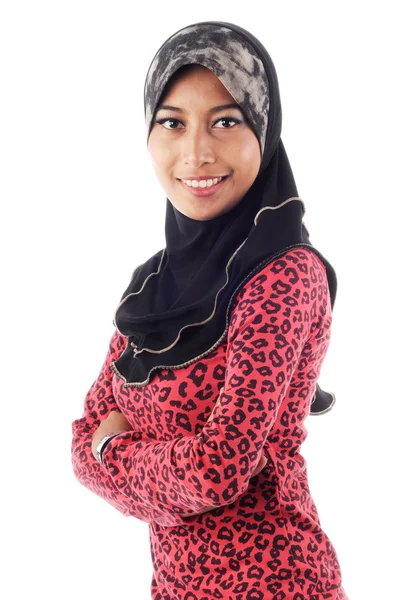 Vackra unga muslimska kvinnor leende — Stockfoto