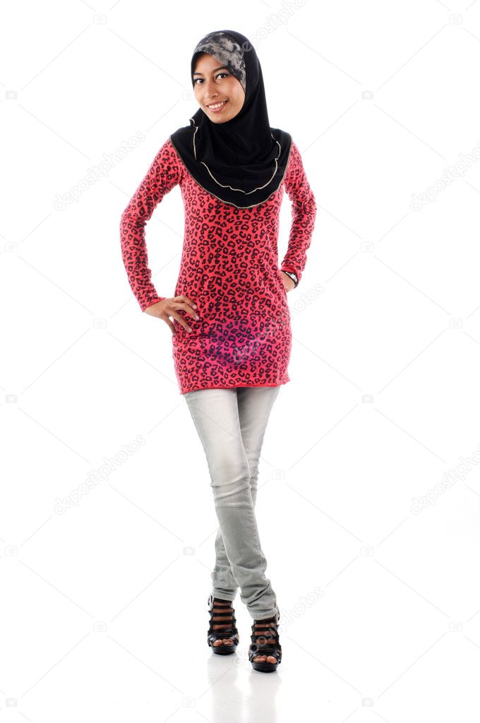 Beautiful young muslim lady in casual style