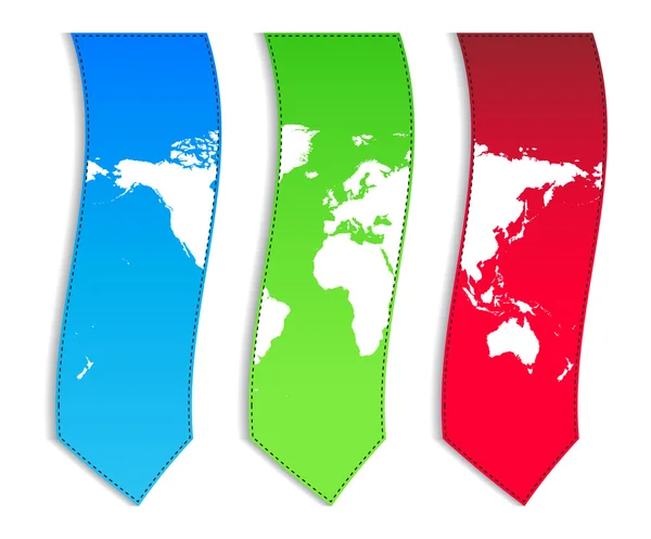 Három bannerek, egy különleges fehér Térkép — Stock Vector