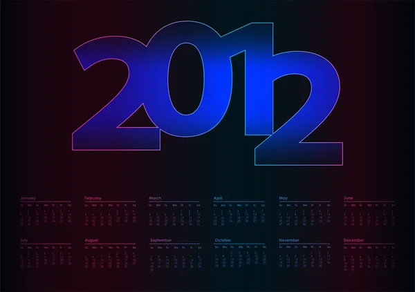 Calendario vettoriale 2012 anno — Vettoriale Stock