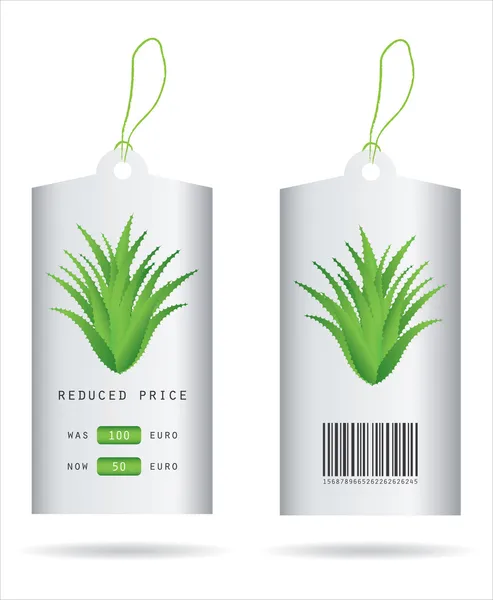 Aloe vera tasarımı ile özel fiyat etiketi — Stok Vektör