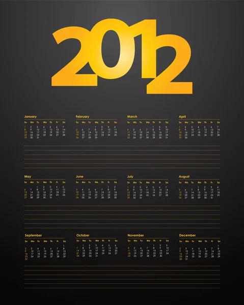 2012에 대 한 특별 한 캘린더 디자인 — 스톡 벡터