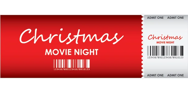 Bilhete vermelho especial para a noite de filme de Natal — Vetor de Stock