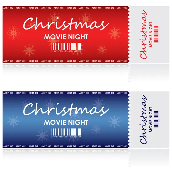 Entradas especiales para la noche de cine de Navidad — Vector de stock